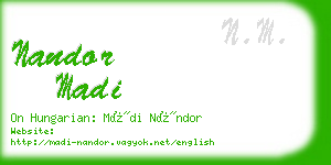 nandor madi business card